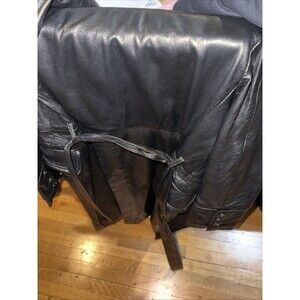 Kasper Womens Belted Black Leather Jacket Coat Size S